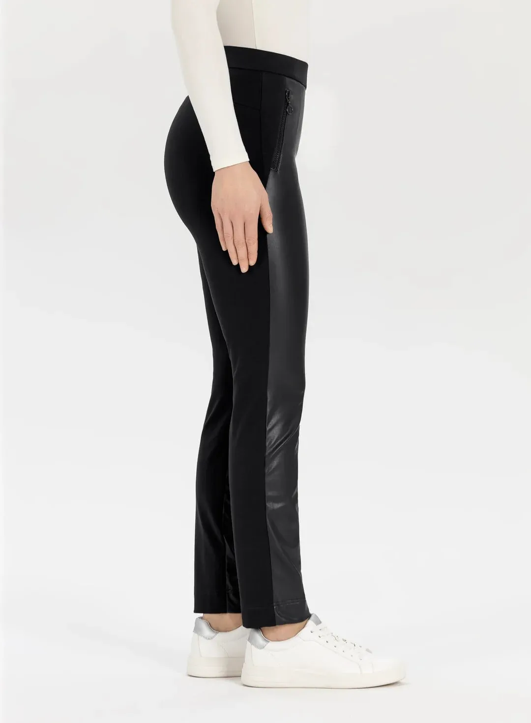 Imilia Stretch Trouser with Faux Leather