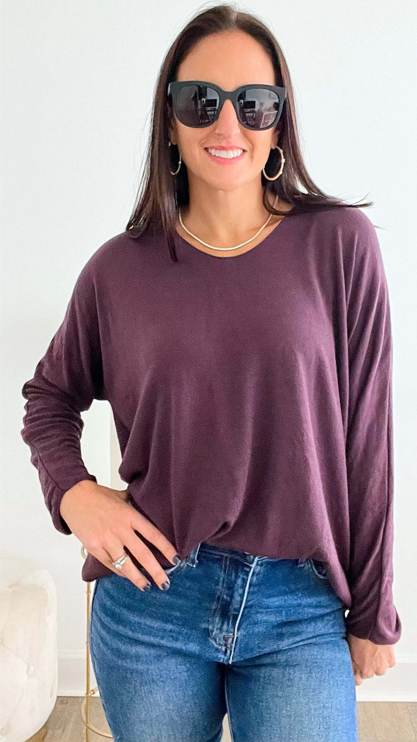 Italian Knit Pullover - Plum