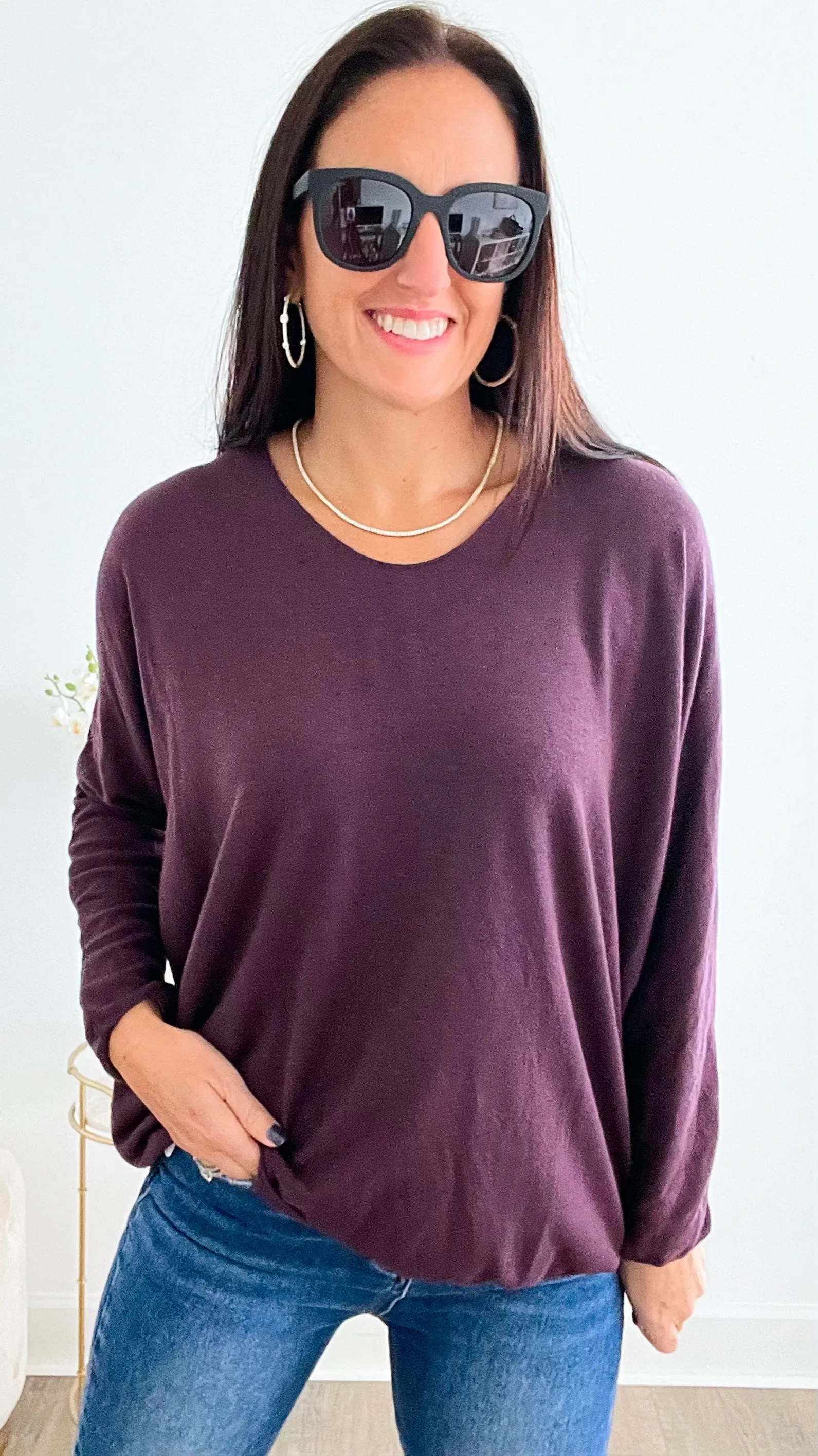 Italian Knit Pullover - Plum
