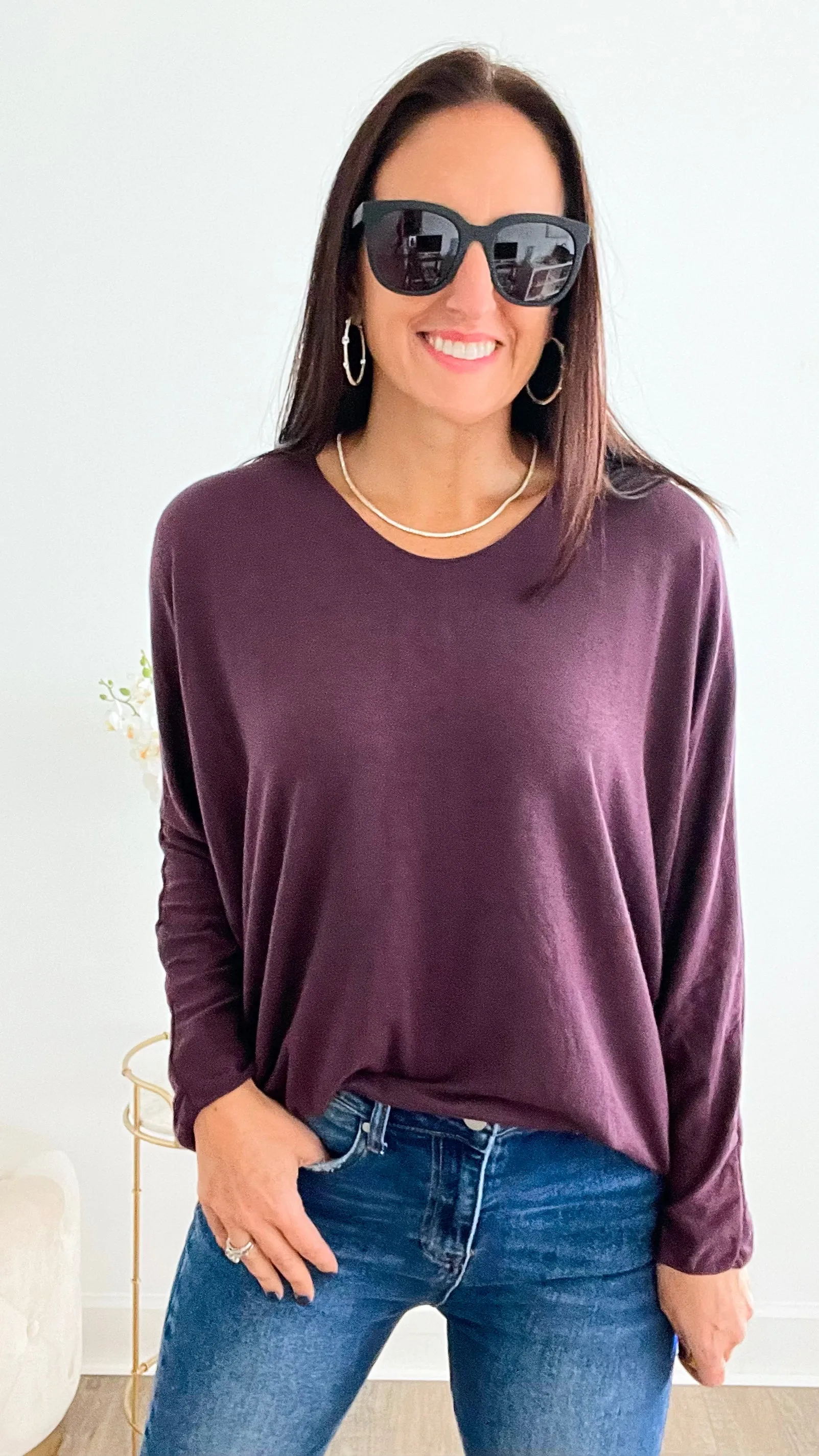 Italian Knit Pullover - Plum