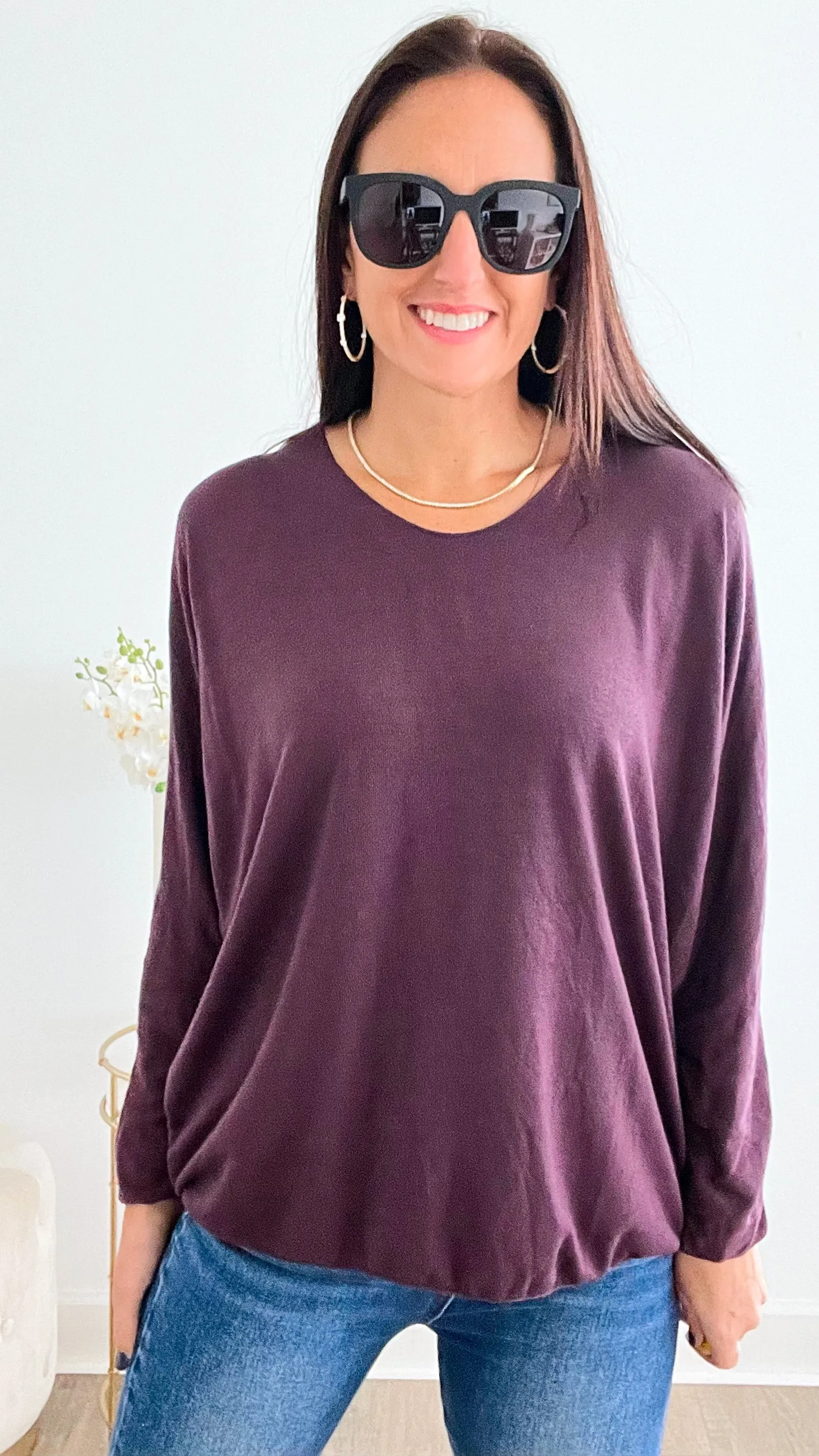 Italian Knit Pullover - Plum