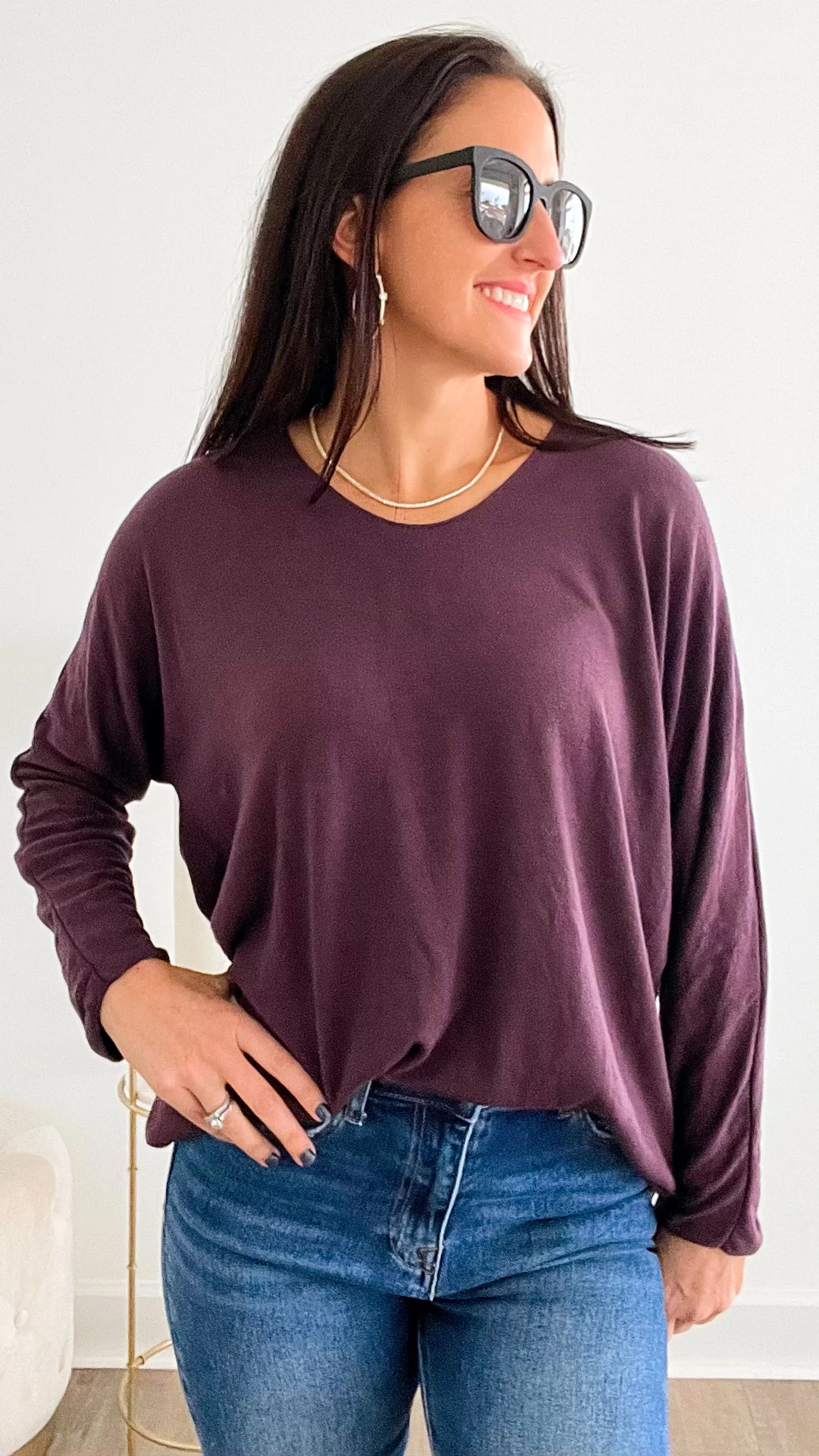 Italian Knit Pullover - Plum