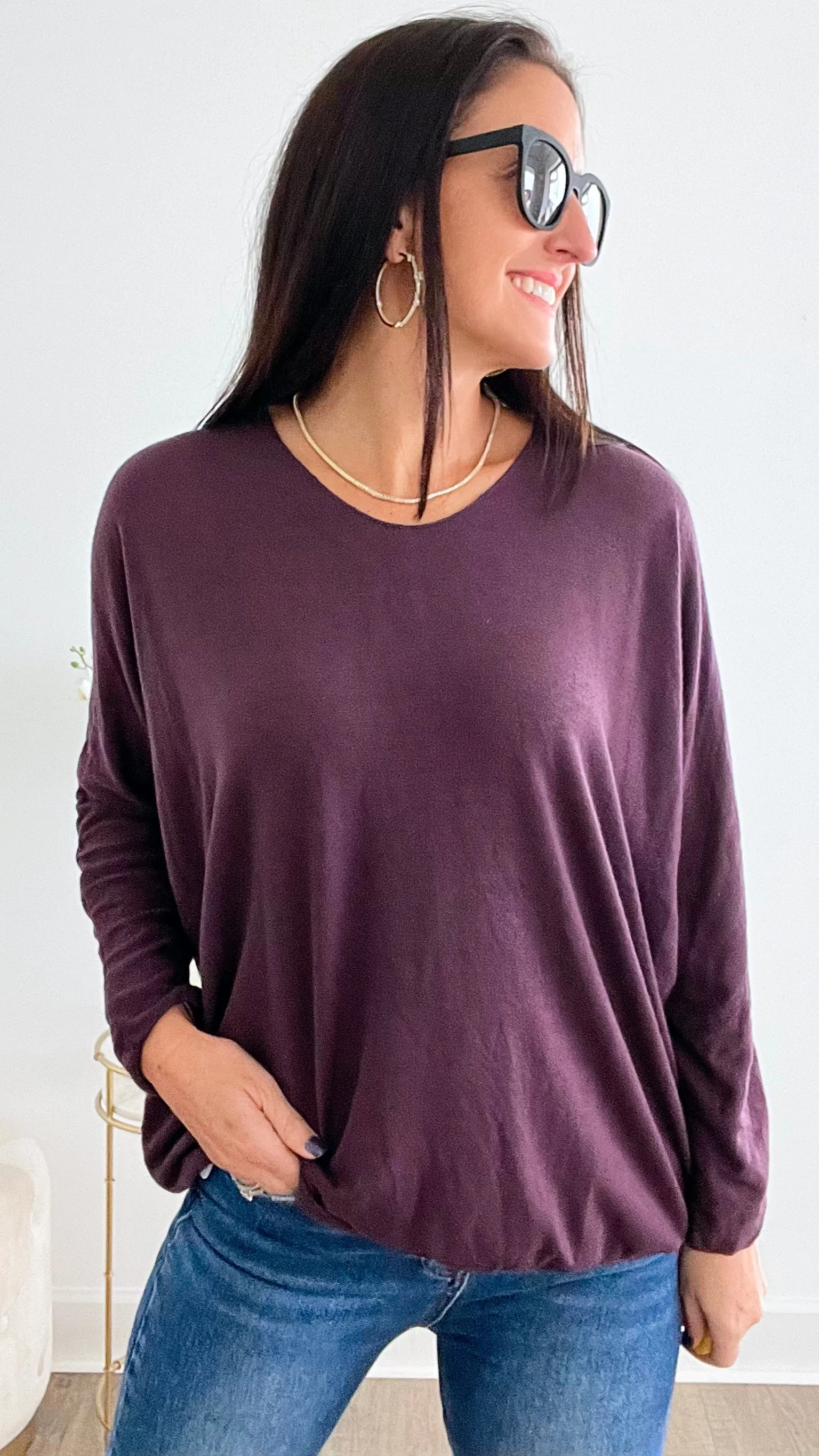 Italian Knit Pullover - Plum