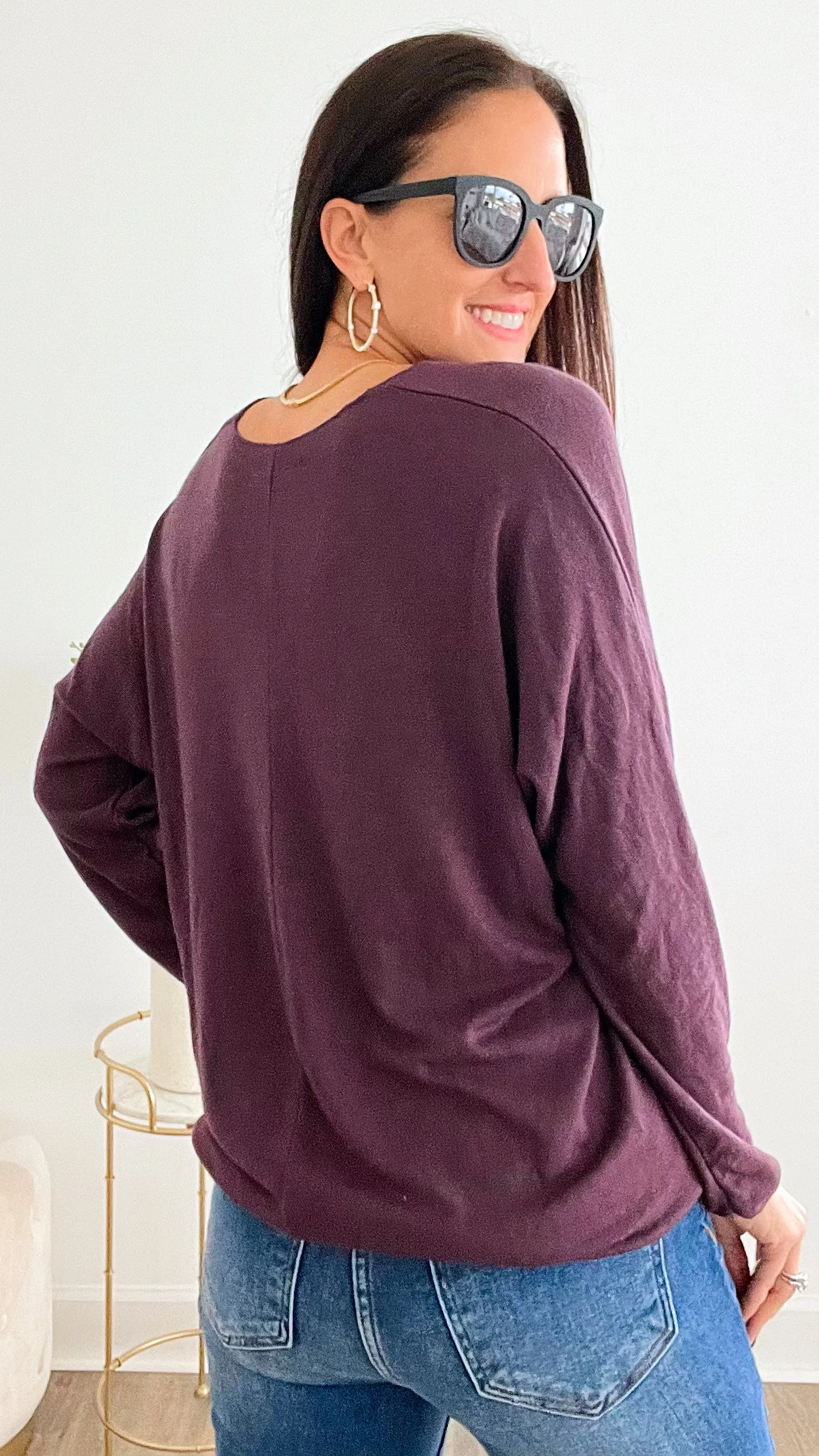 Italian Knit Pullover - Plum