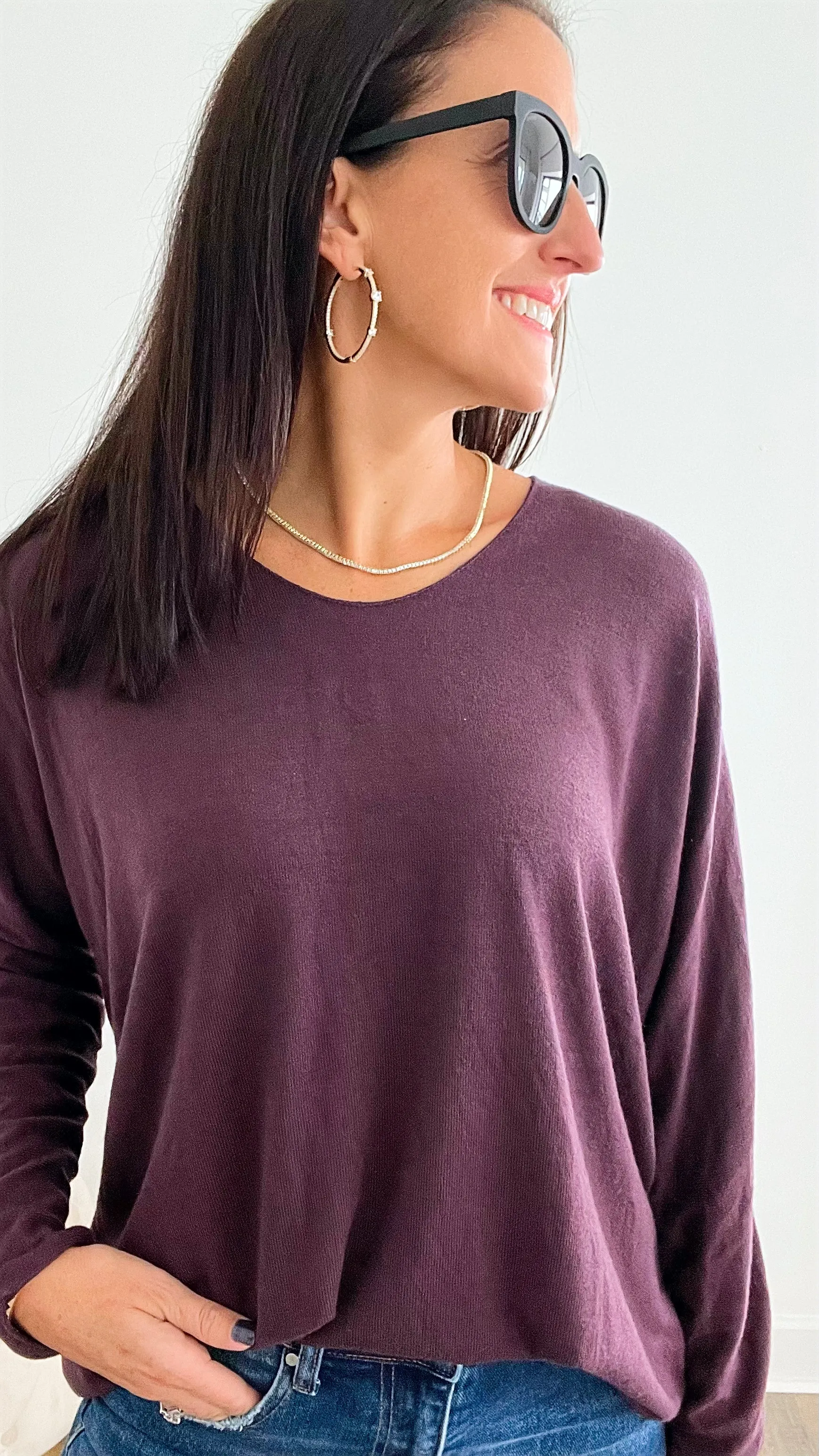 Italian Knit Pullover - Plum