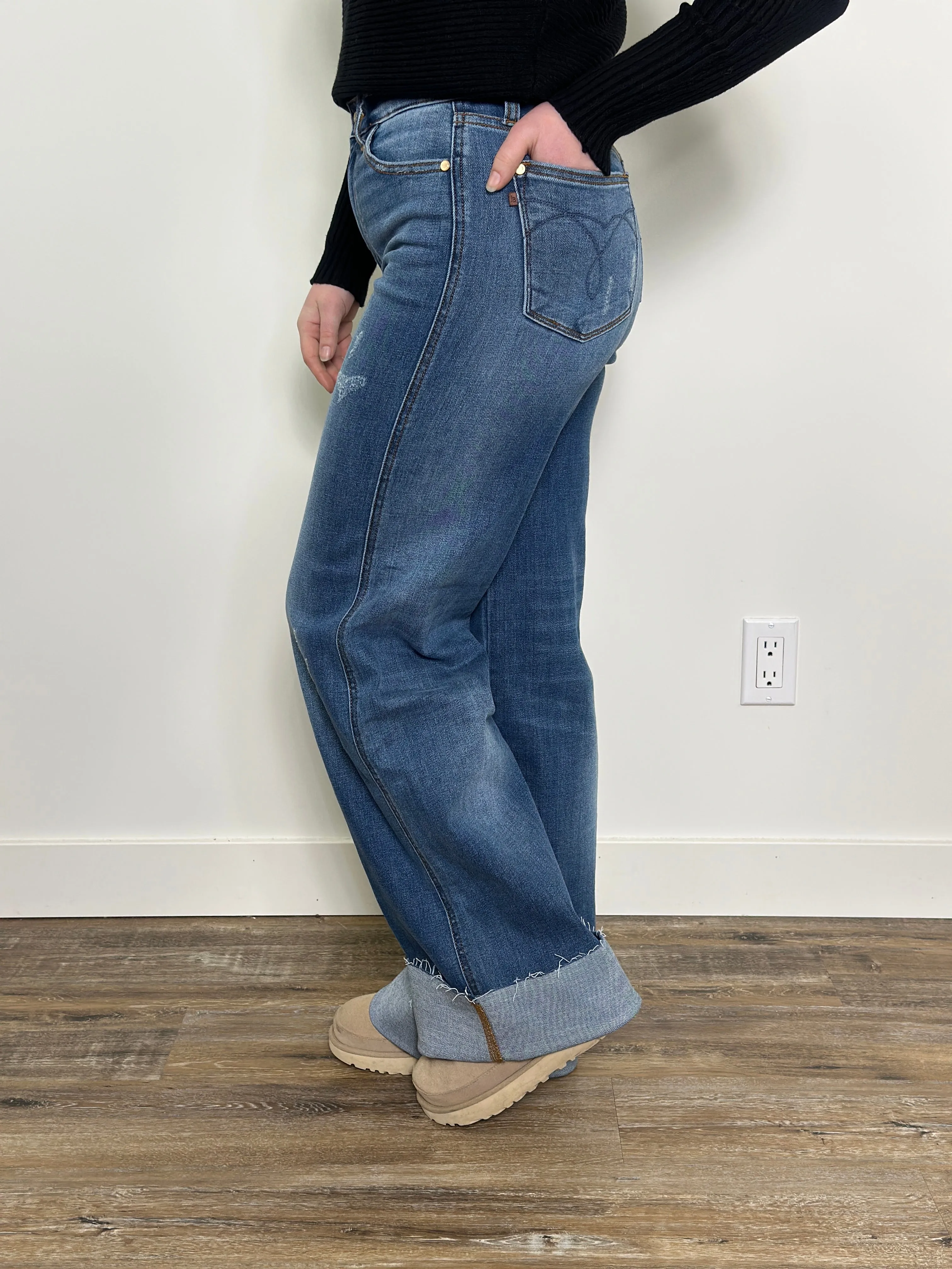 Judy Blue Retro Wide Leg Jean with Optional Cuff (sizes 0/24-24W)