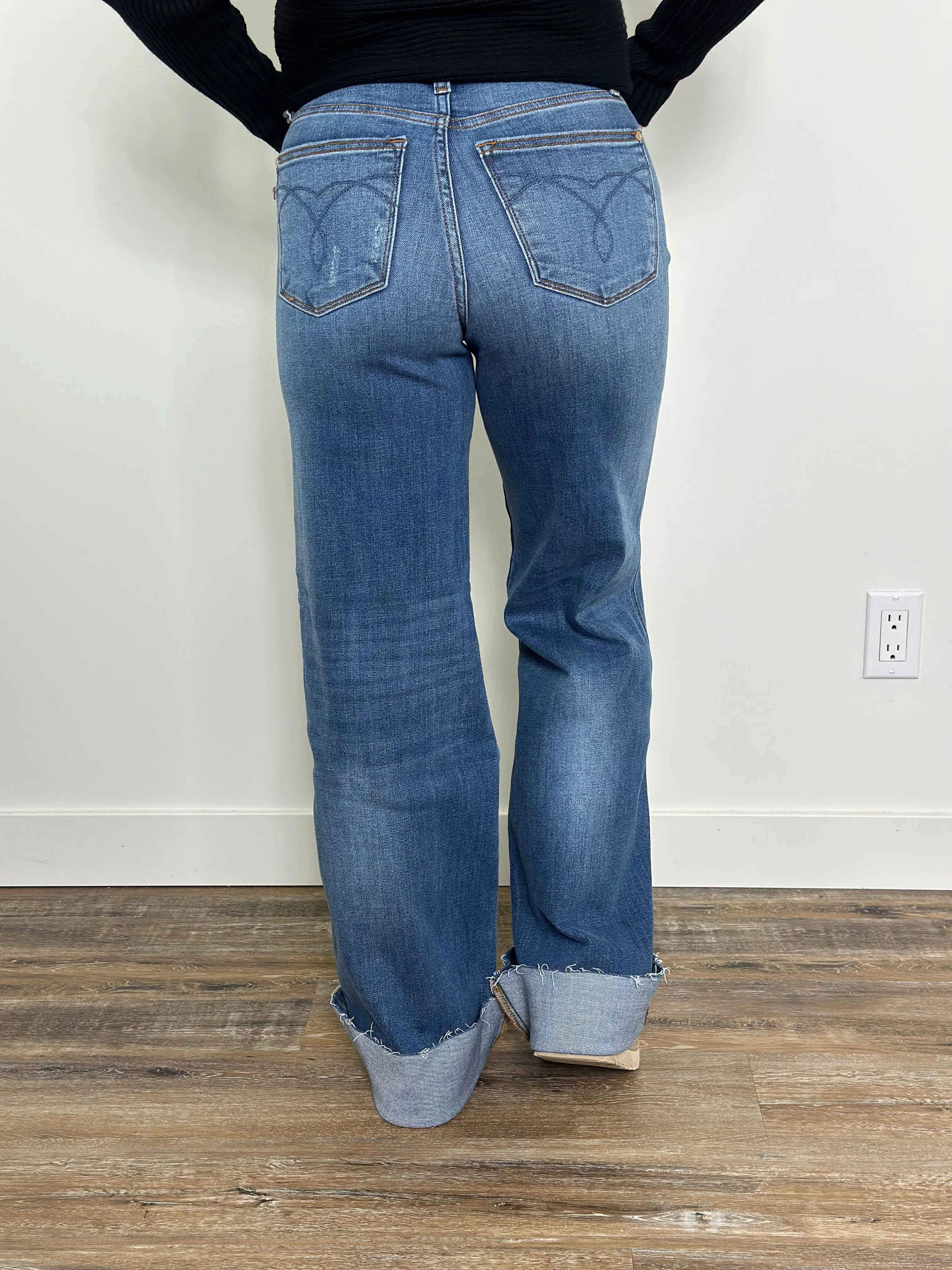 Judy Blue Retro Wide Leg Jean with Optional Cuff (sizes 0/24-24W)