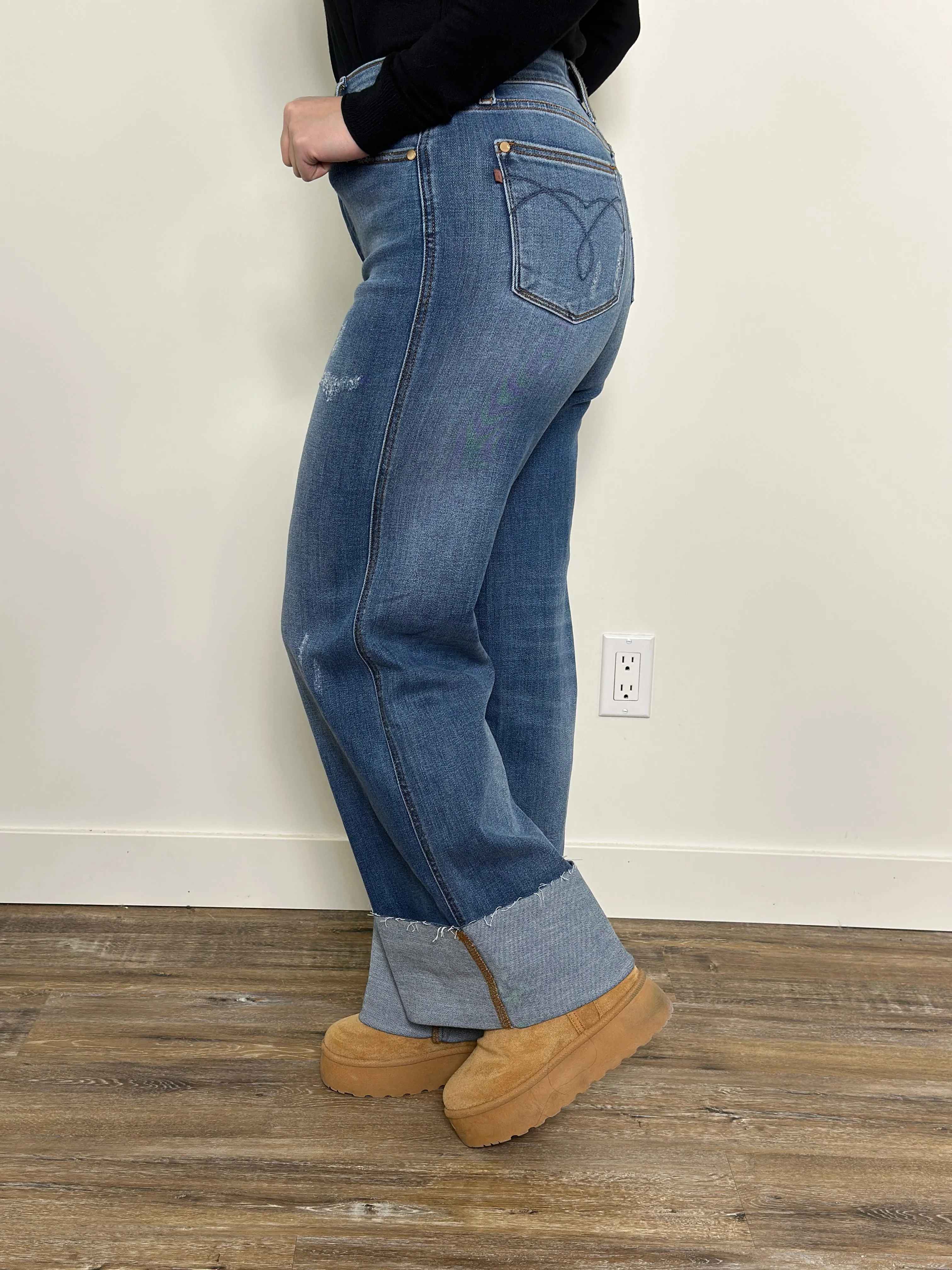 Judy Blue Retro Wide Leg Jean with Optional Cuff (sizes 0/24-24W)