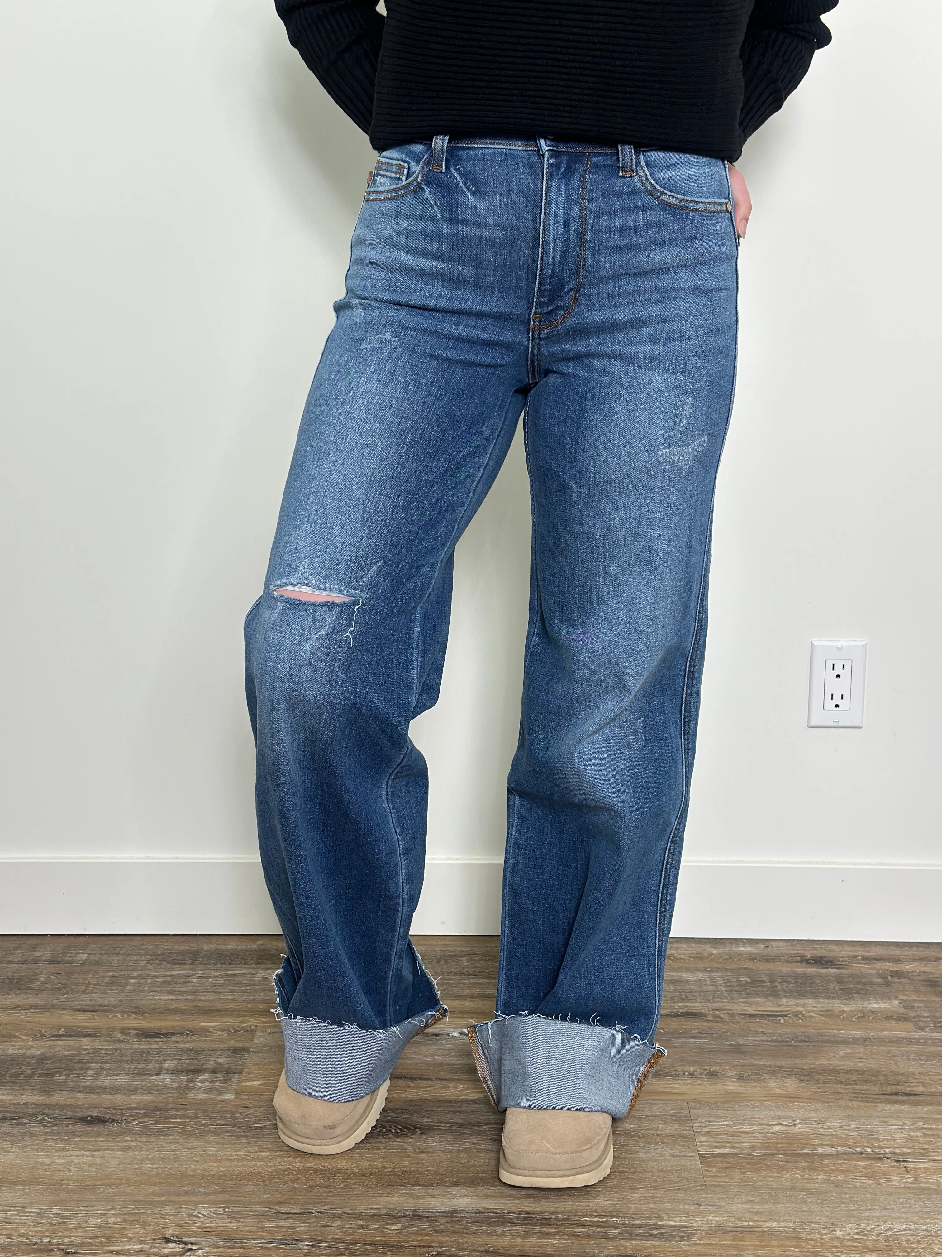 Judy Blue Retro Wide Leg Jean with Optional Cuff (sizes 0/24-24W)