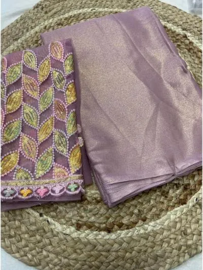 Lilac Chiffon Saree with Net Embroidery