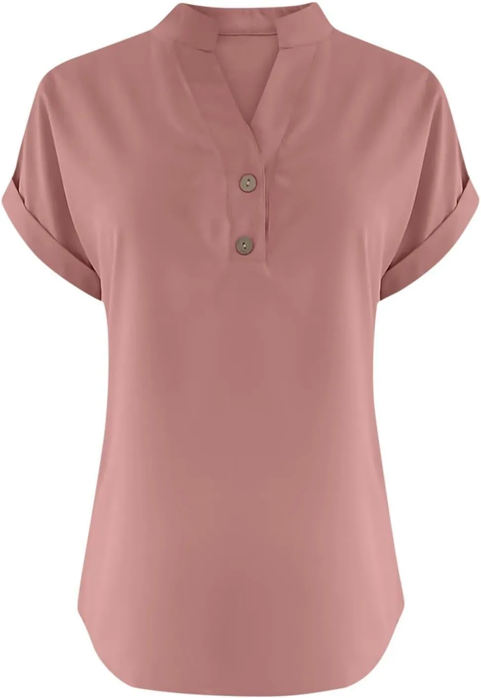 Linen Tops for Women Loose Fit Gauze Short Sleeve Plus Size Shirts Summer Button V Neck Casual Dressy Blouses