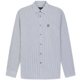 Lyle and Scott Mens Stripe Oxford Shirt Gunmetal White