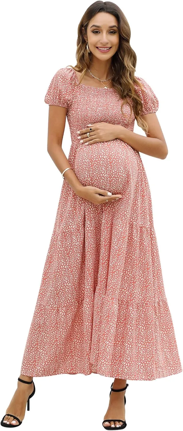 Maternity Dress Women's Off Shoulder Split A Line Casual Maxi Dress Photography Dress for Babyshower