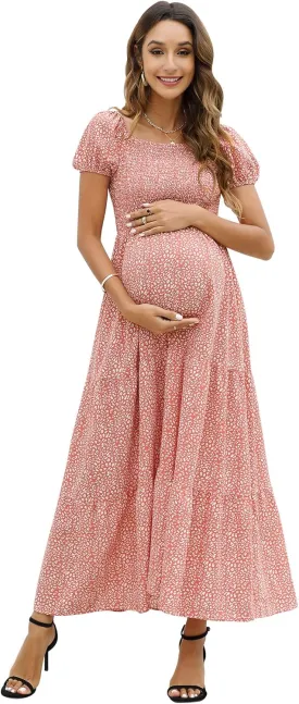 Maternity Dress Women's Off Shoulder Split A Line Casual Maxi Dress Photography Dress for Babyshower