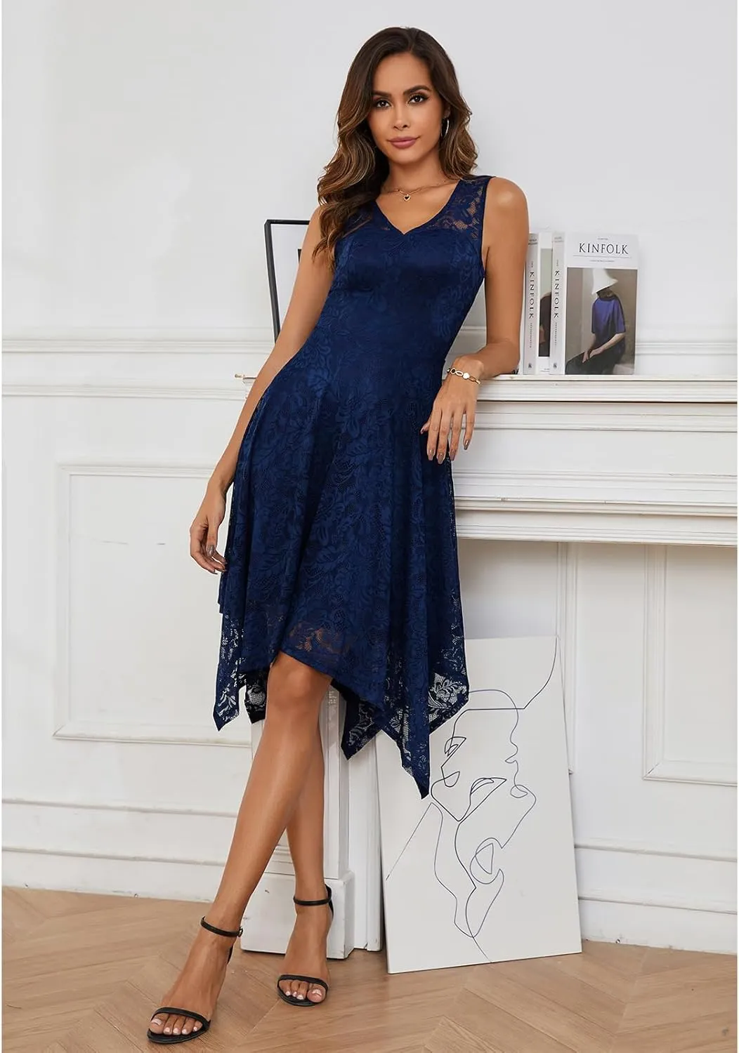 Meetjen Women's Cocktail Party Dresses 2025 Handkerchief Hem Lace Formal Wedding Guest Bridesmaid Fancy Prom Dress