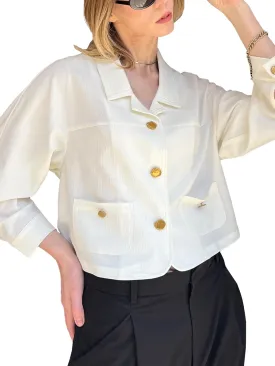 M.Infisavo Women Shacket Jackets Textured Elegant Collared Long Sleeve Cropped Shirt Jackets