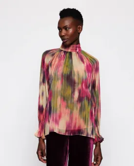 MIRTO 1956 - MULTICOLOR CHIFFON IKAT PRINT BLOUSE