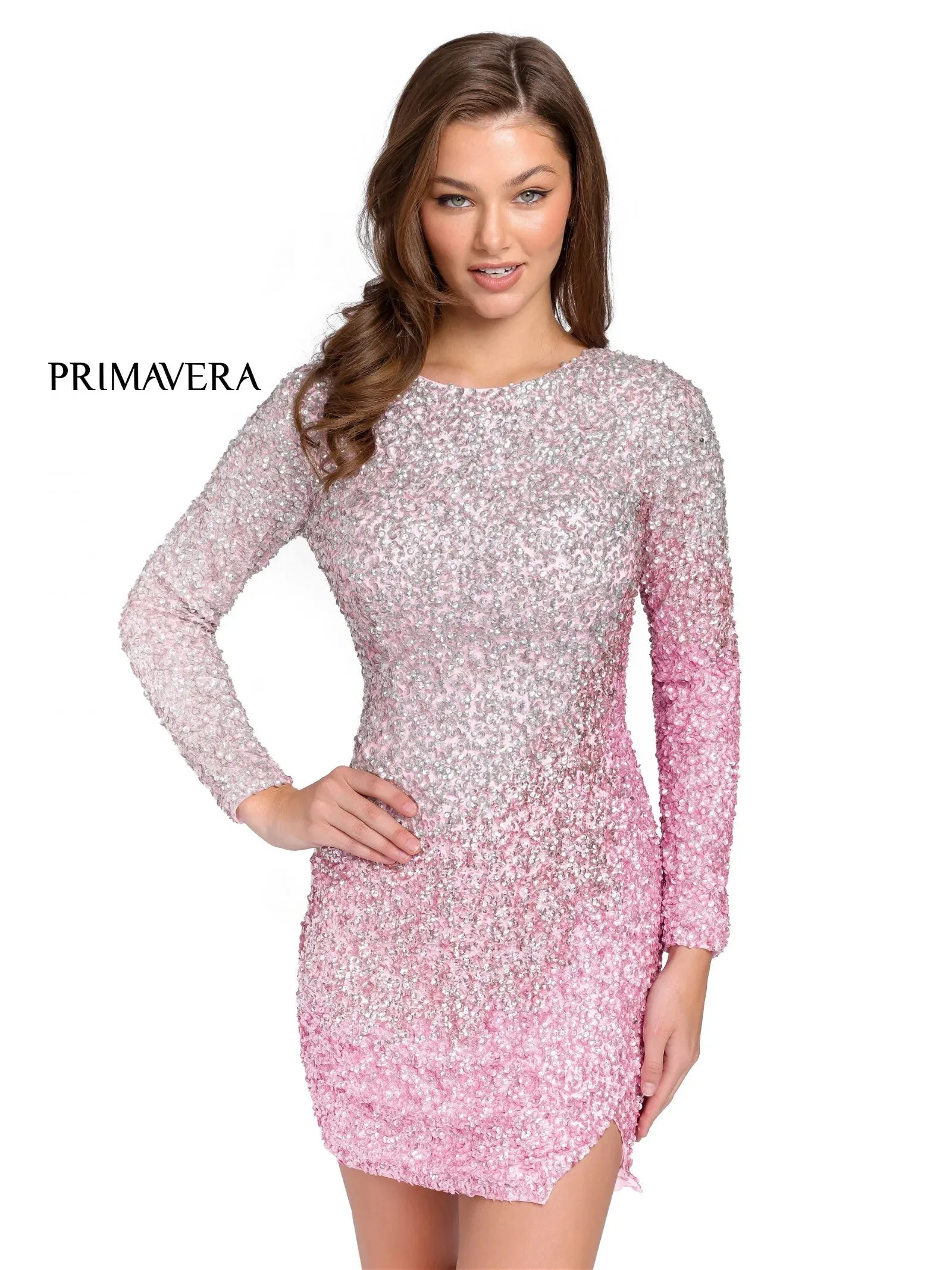 Primavera Couture 3819 Short Homecoming Dress Fitted Sequin Cocktail Dress