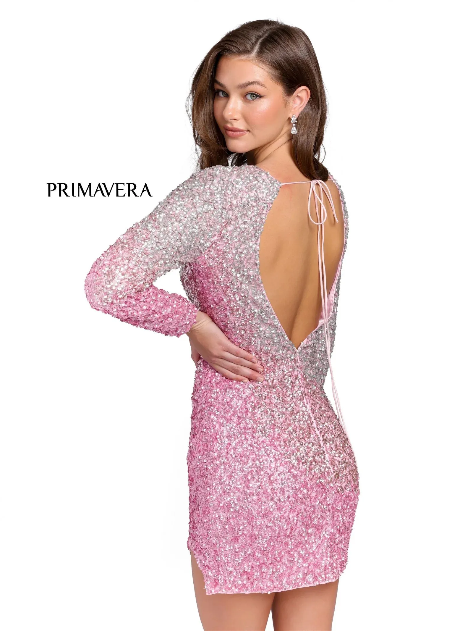 Primavera Couture 3819 Short Homecoming Dress Fitted Sequin Cocktail Dress