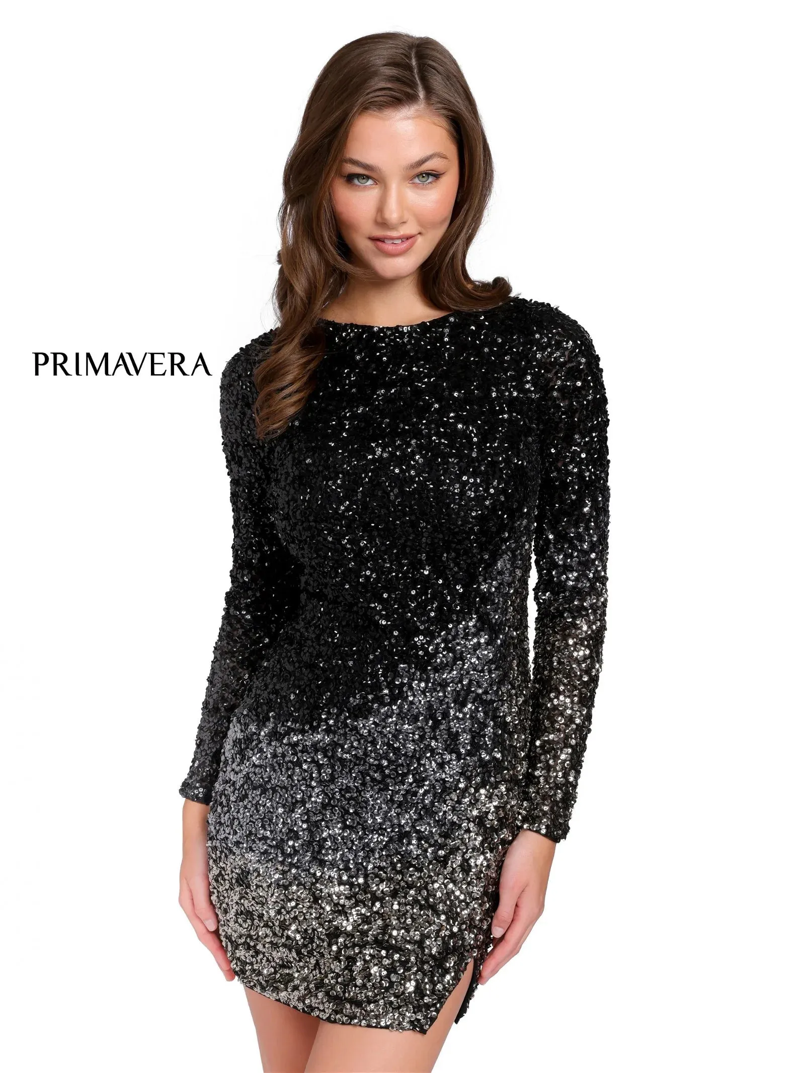 Primavera Couture 3819 Short Homecoming Dress Fitted Sequin Cocktail Dress
