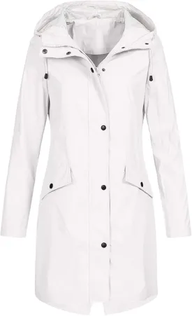 Rain Jackets for Women Oversized Waterproof Long Raincoats Windbreaker Casual Lightweight Outdoor Hooded Trench Coats
