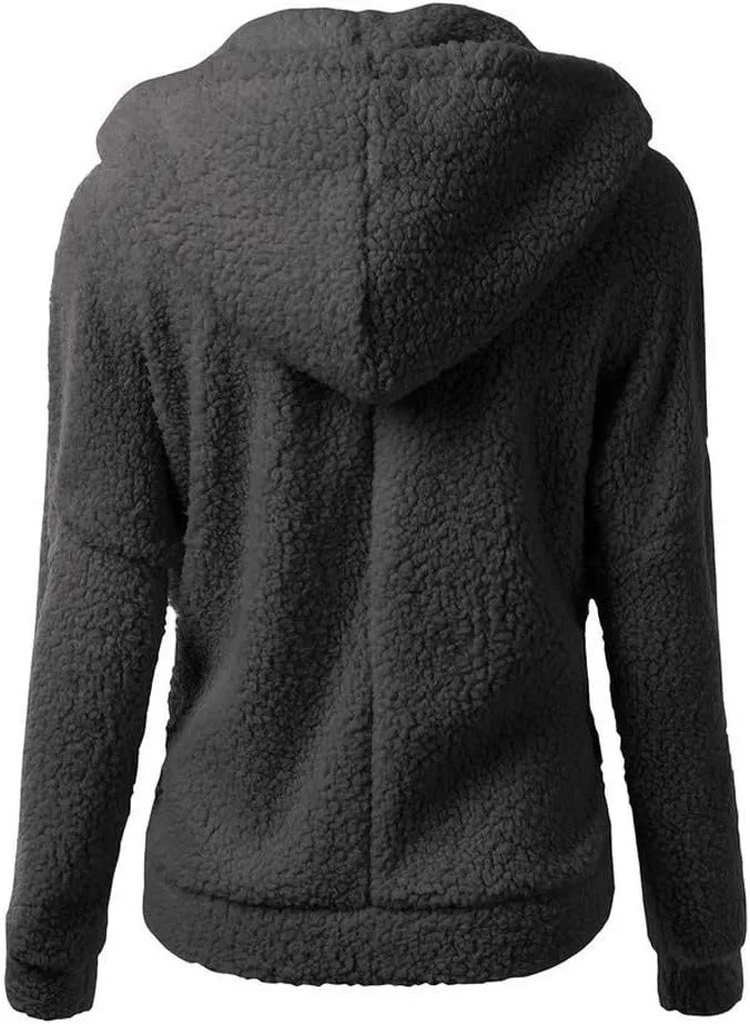 Sherpa Jackets For Women Winter Coats Faux Fur Lined Hooides Oversized Fluffy Fuzzy Fleece Jacket Casual Warm Outerwear