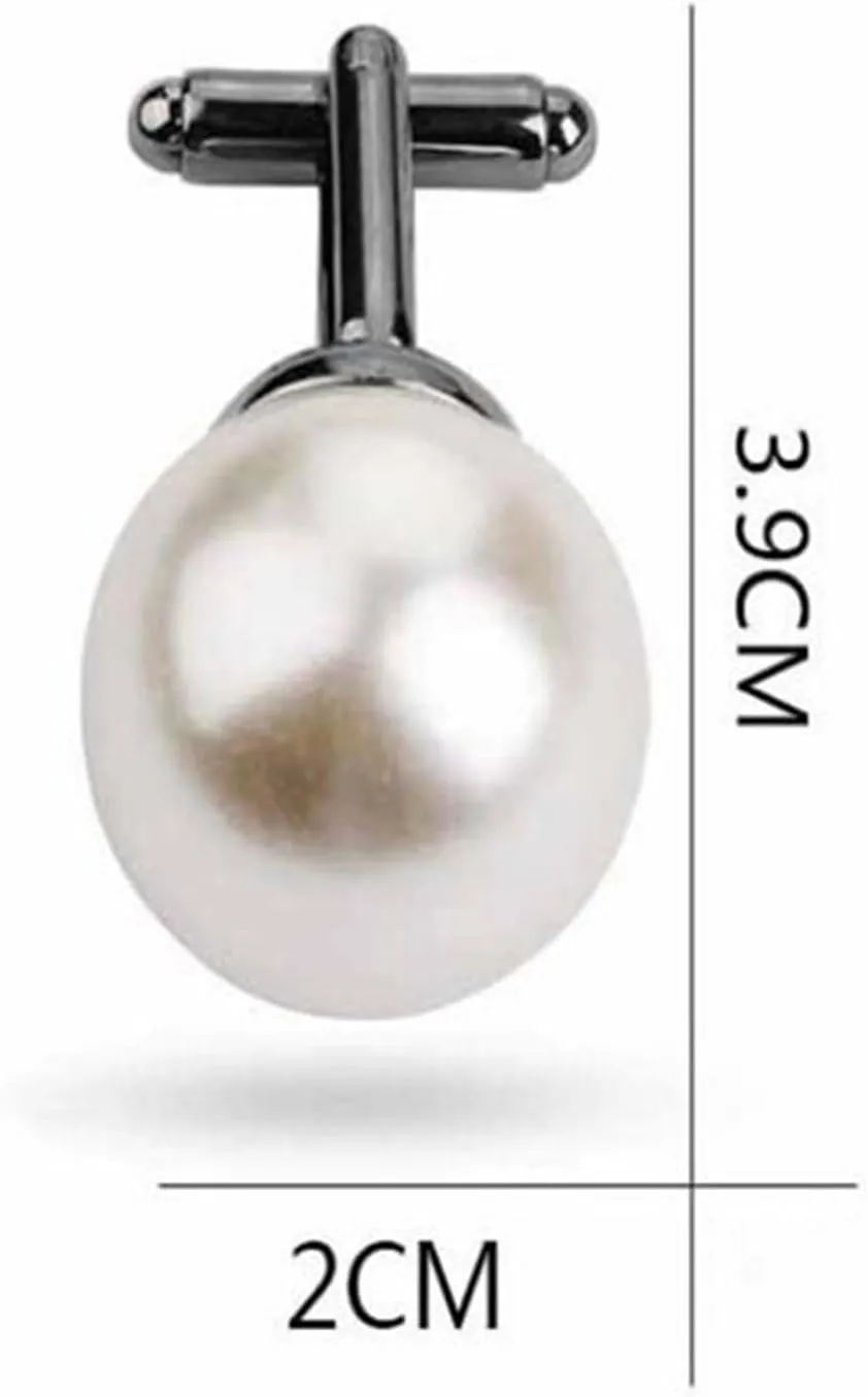 Simple Faux Pearl Cuff Links Blouse Shirt Formal Set Cufflinks Clothes Accessory For Woman Men