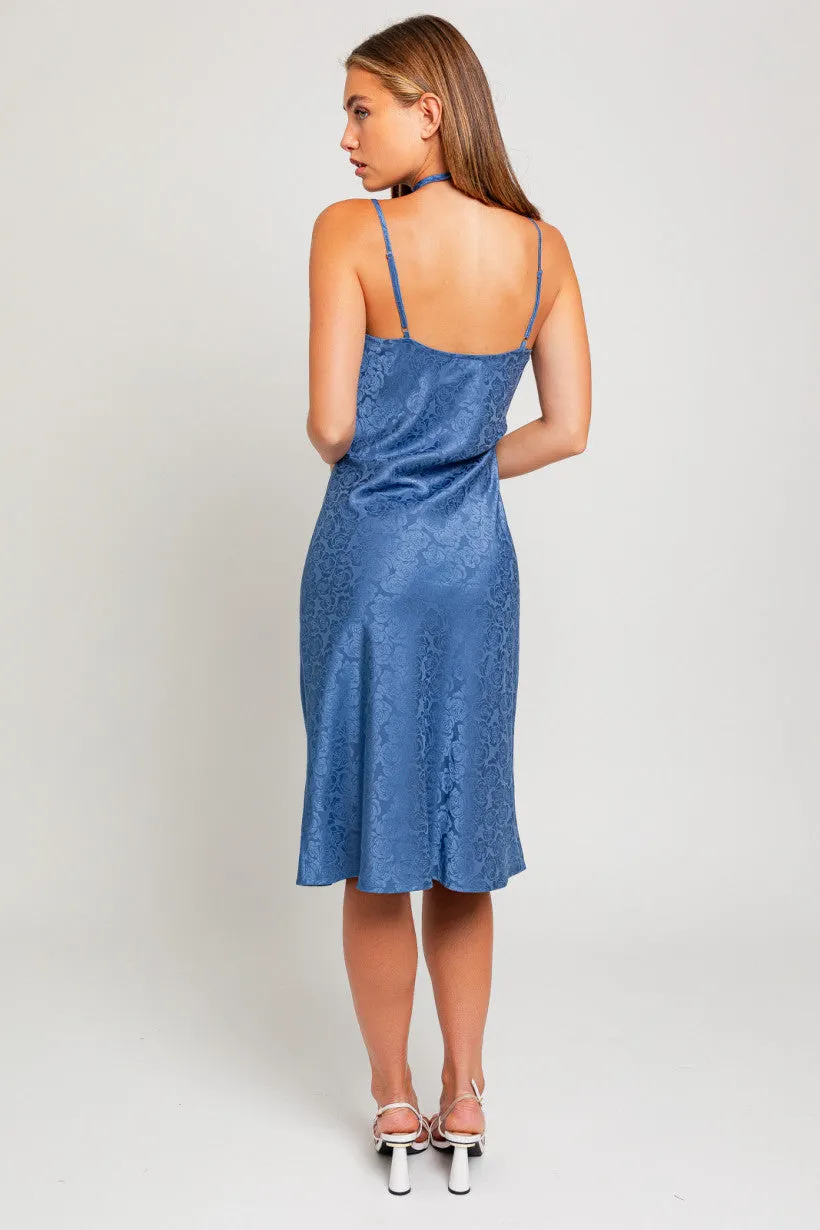 Sleeveless Maxi Slip Dress w/ Choker