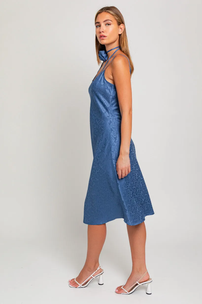 Sleeveless Maxi Slip Dress w/ Choker