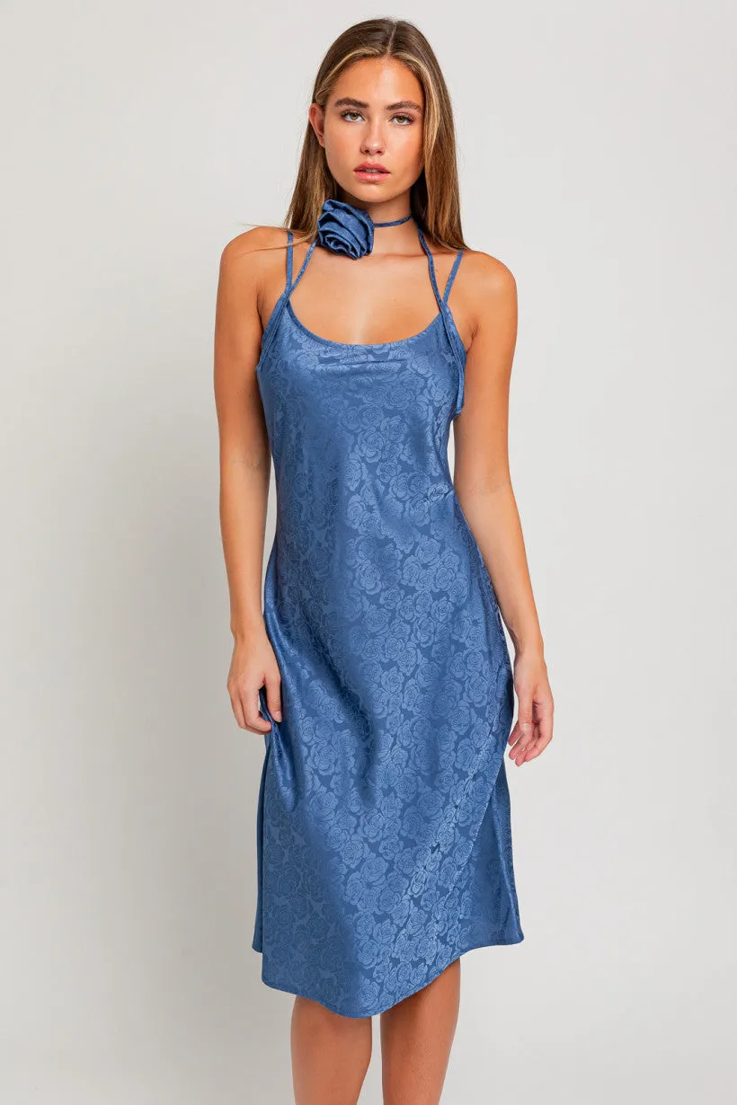 Sleeveless Maxi Slip Dress w/ Choker