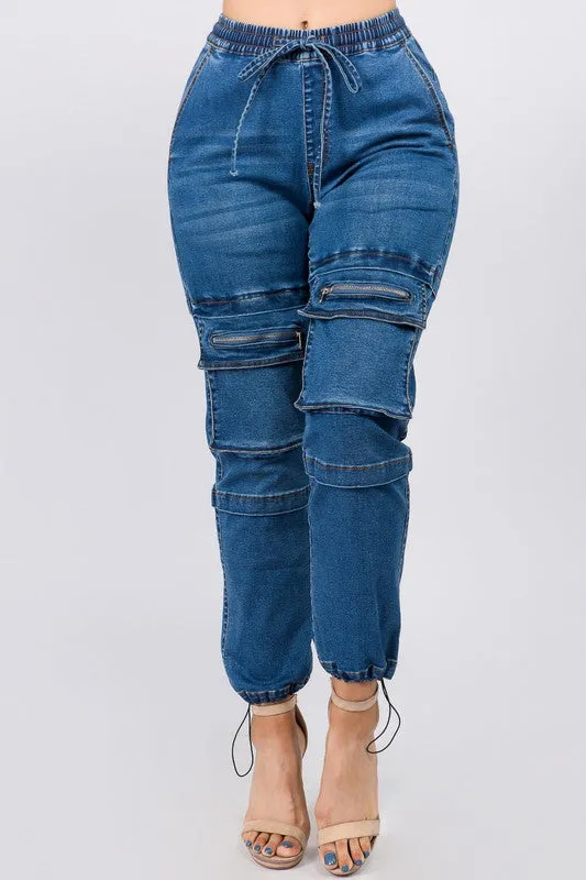 Street Smart Cargo Denim Joggers
