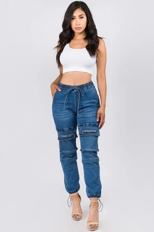 Street Smart Cargo Denim Joggers