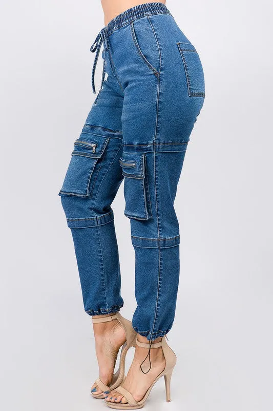 Street Smart Cargo Denim Joggers