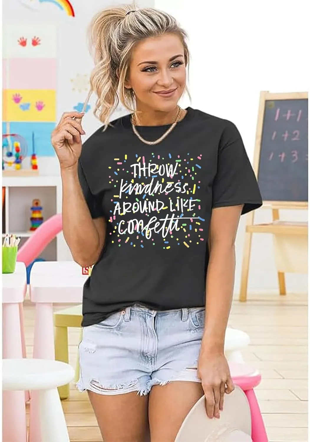 Teacher Shirts for Women Throw Kindness Around Like Confetti Tshirt Inspirational Teacher T Shirt Kindness Tee Top