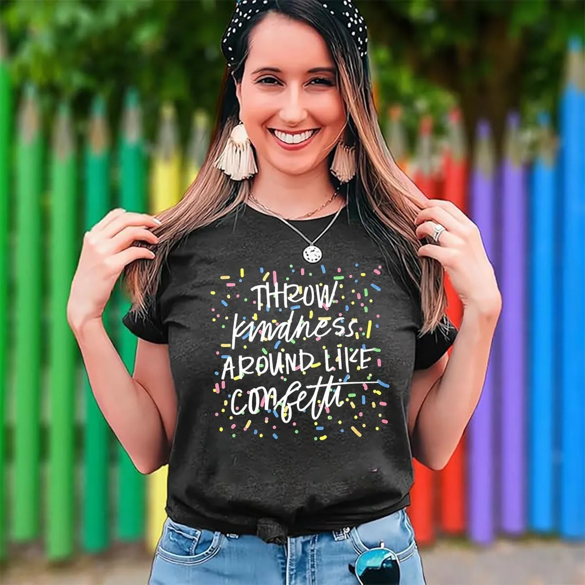 Teacher Shirts for Women Throw Kindness Around Like Confetti Tshirt Inspirational Teacher T Shirt Kindness Tee Top