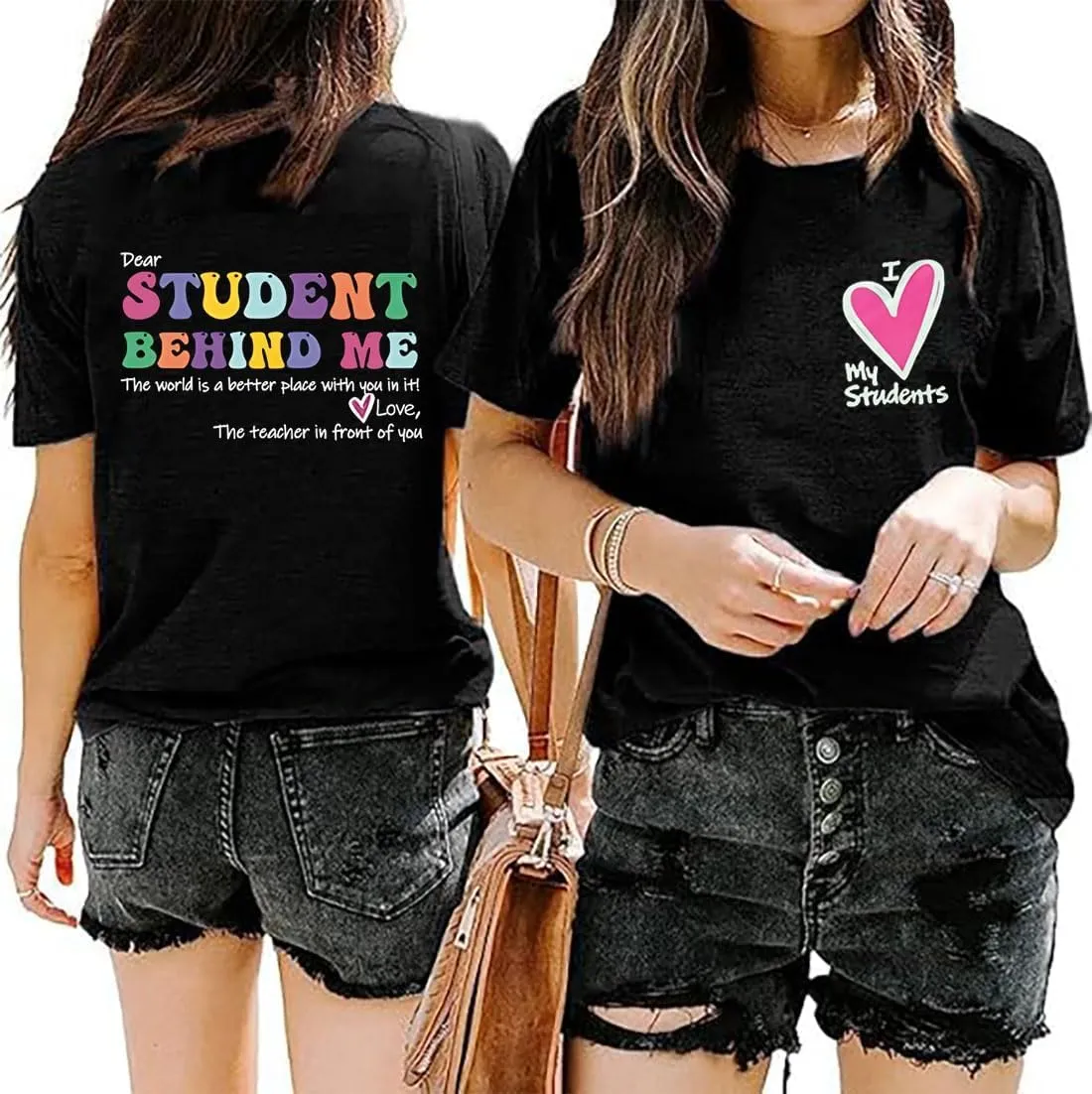 Teacher Tshirts Women Dear Student Behind Me Inspirational Teacher Shirt Teacher Appreciation Short Sleeve Tee Top
