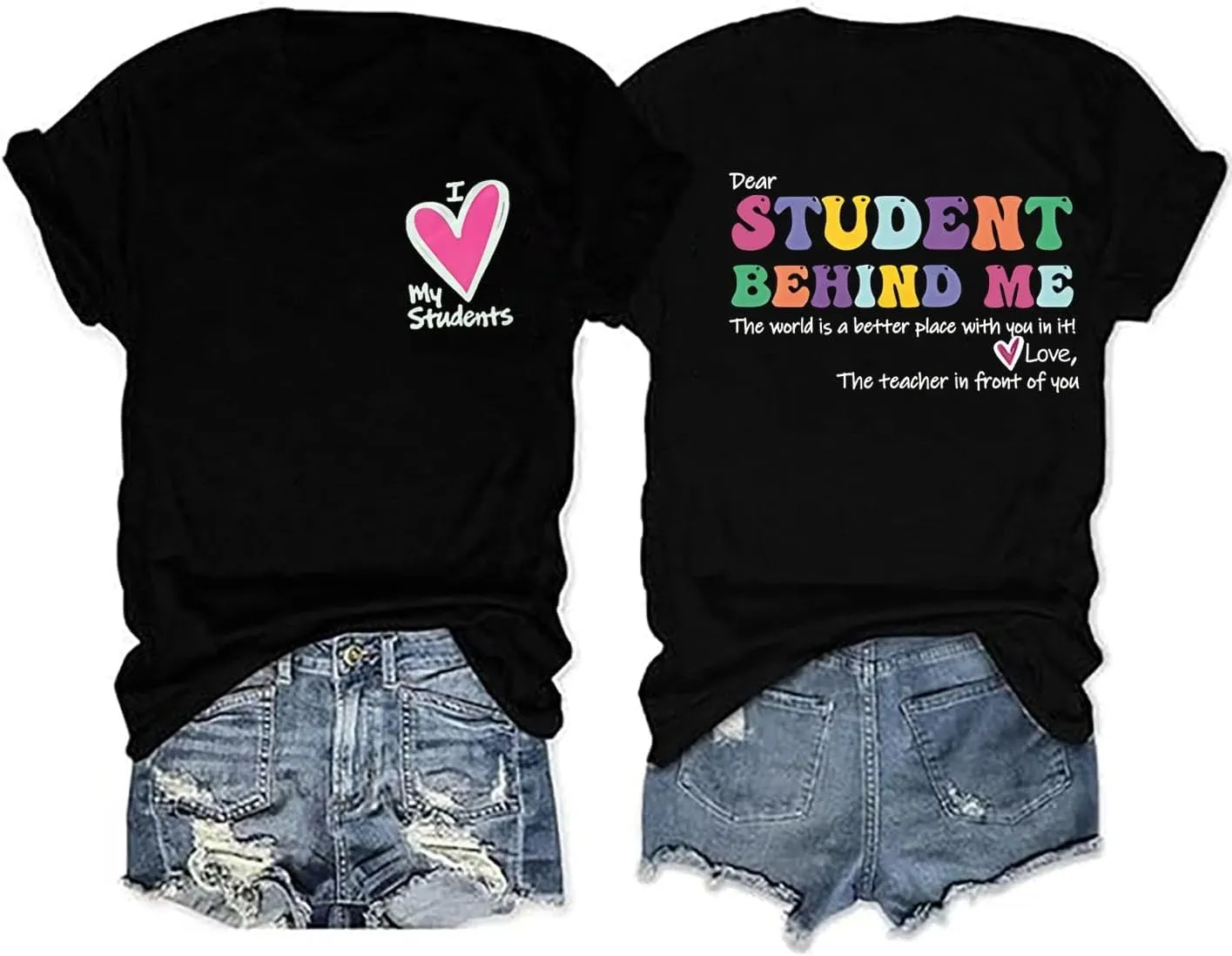 Teacher Tshirts Women Dear Student Behind Me Inspirational Teacher Shirt Teacher Appreciation Short Sleeve Tee Top