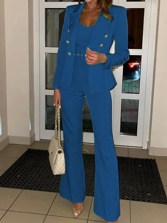 Ultramod Jumpsuit With Blazer Coat Blue Set - Ships in 24 Hrs