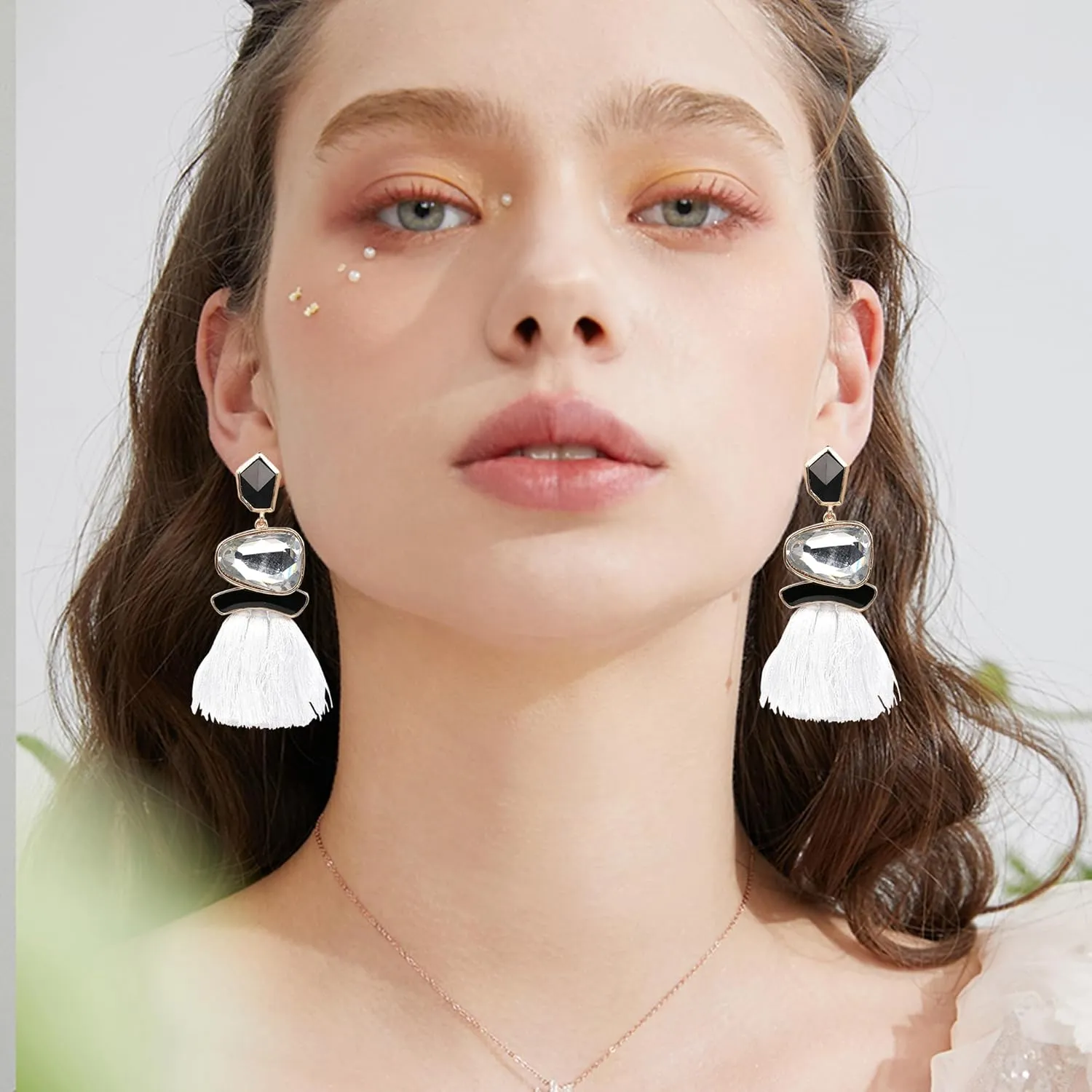 Vintage Drop Dangle Earrings Boho Statement National Style Tassel Fringe Rhinestone Crystal Long Earrings for Women