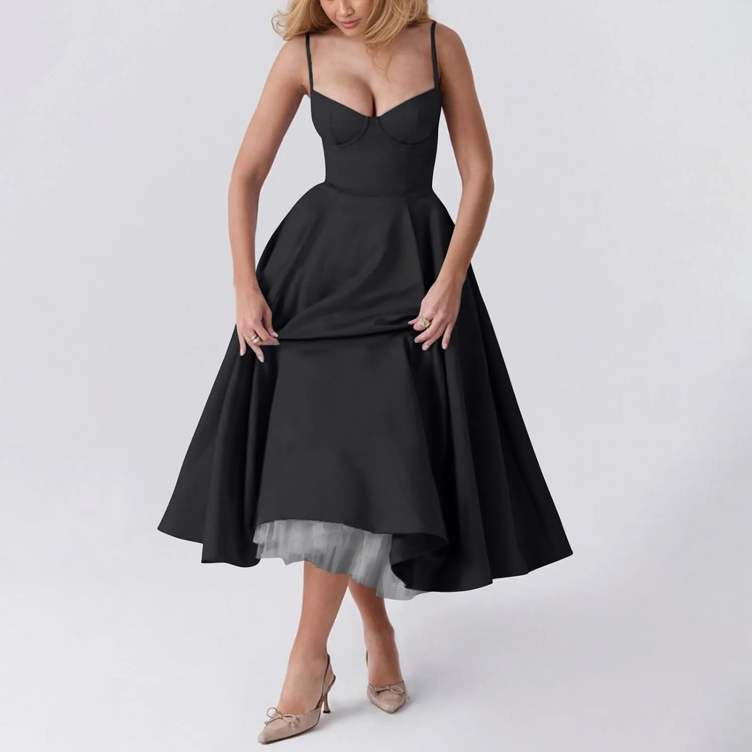 Wedding Guest Dresses for Women Spaghetti Straps Corset Homecoming Floral Cocktail Dress Lace Maxi Prom Dresses