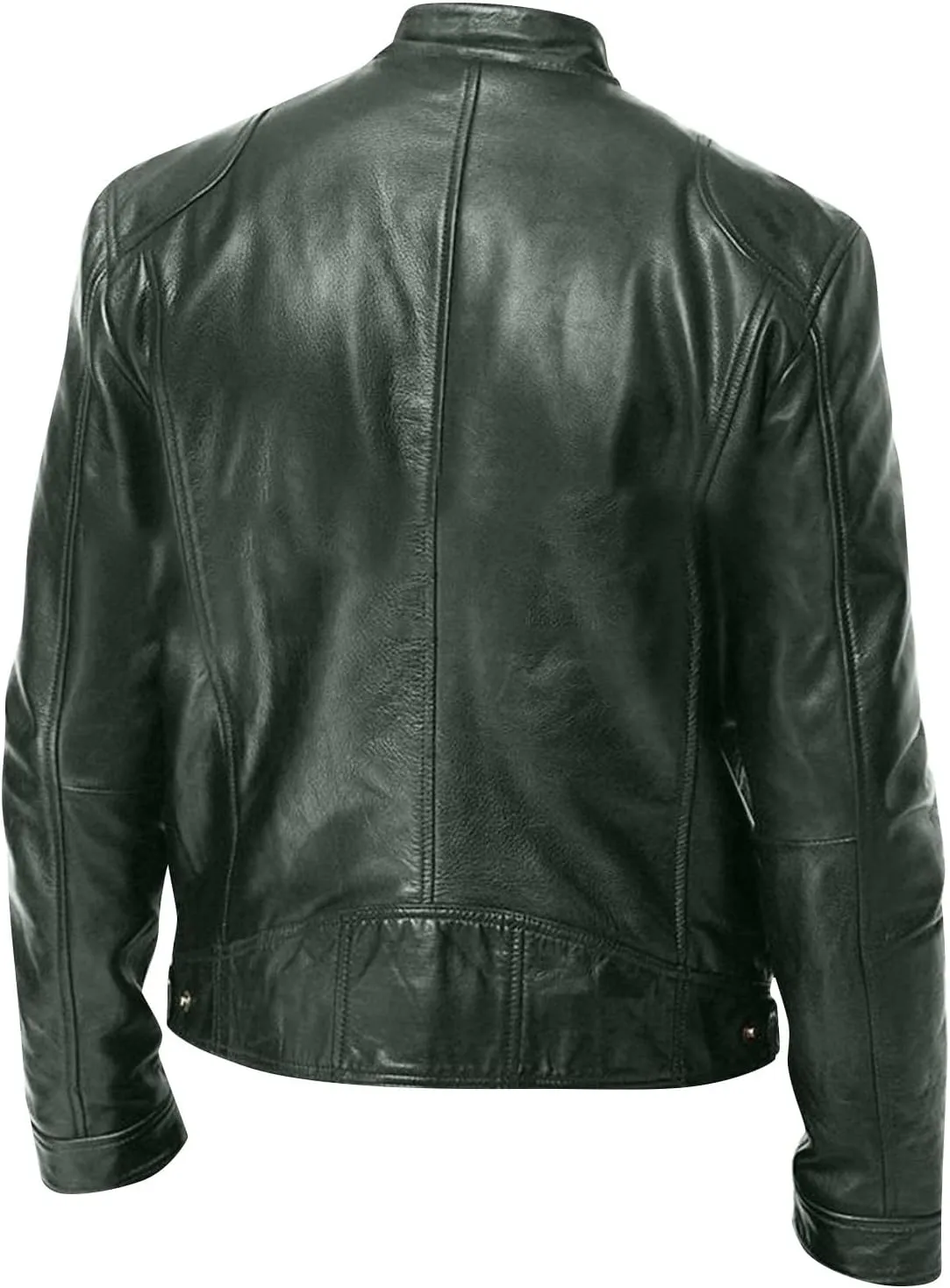 WENKOMG1 Men Faux Leather Jacket, Fall/Winter Thickening Coat Long Sleeve Zip Up Outwear Sports Basic Parka with Pocket