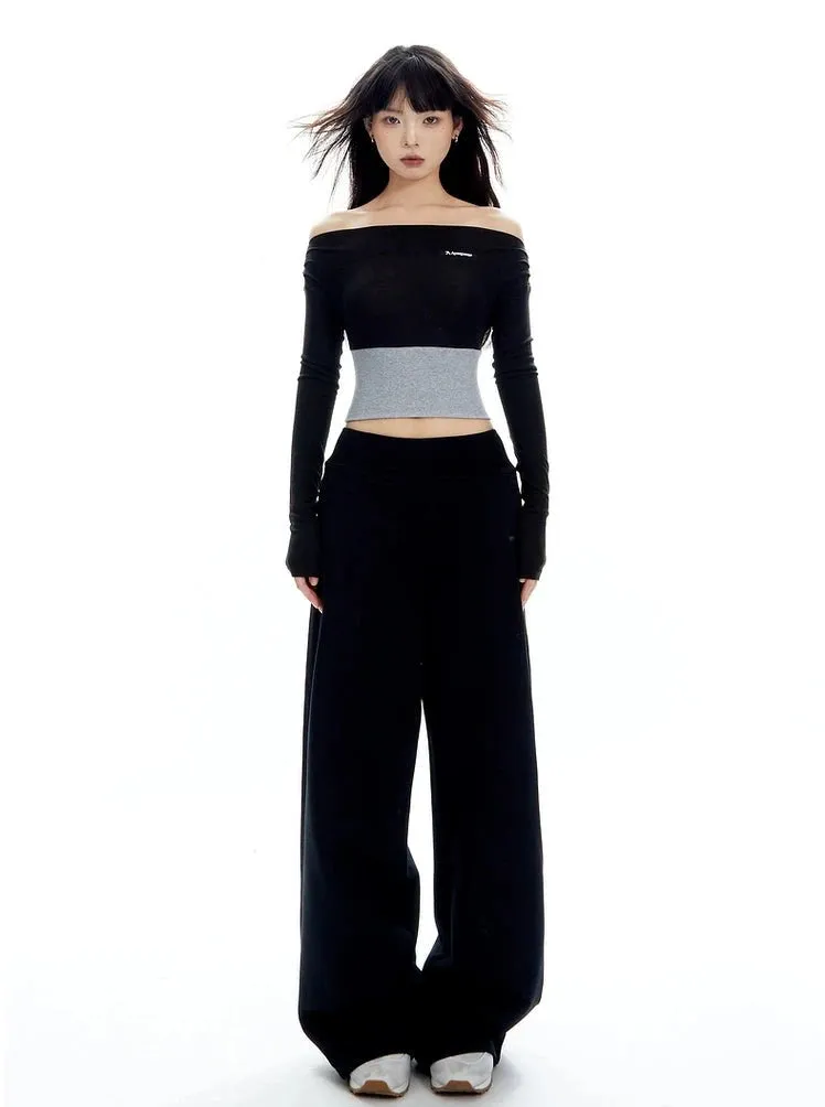 Wide-Leg Elastic High-Waistband Joggers