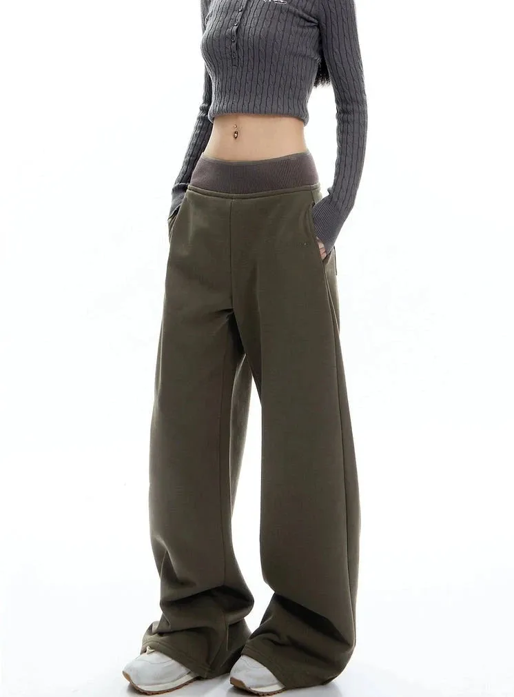 Wide-Leg Elastic High-Waistband Joggers