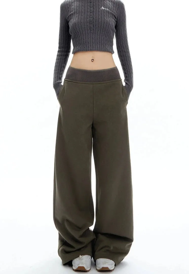Wide-Leg Elastic High-Waistband Joggers