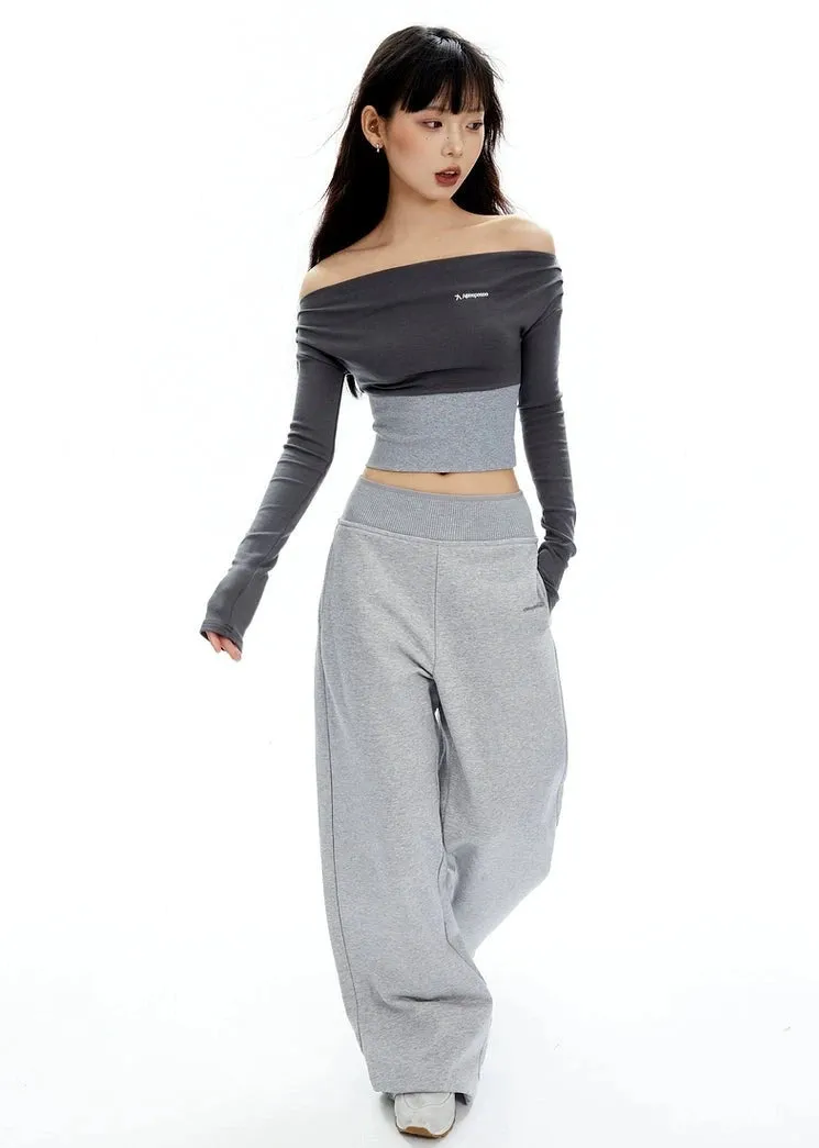 Wide-Leg Elastic High-Waistband Joggers