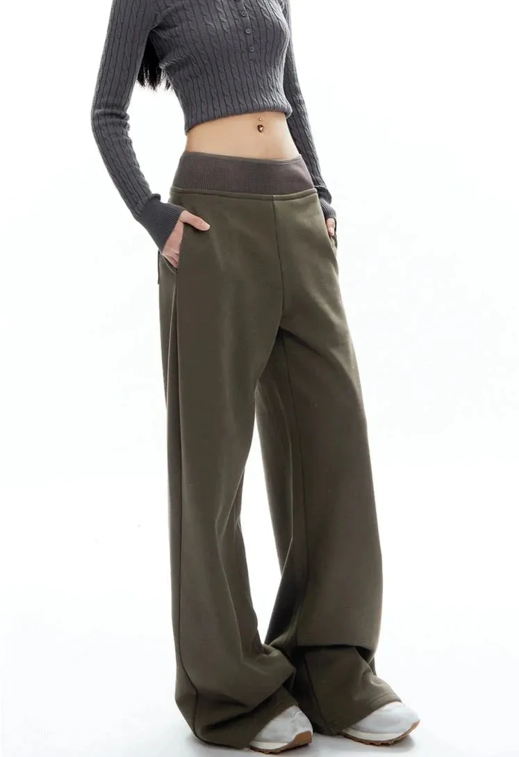 Wide-Leg Elastic High-Waistband Joggers