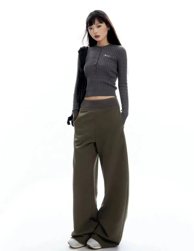 Wide-Leg Elastic High-Waistband Joggers