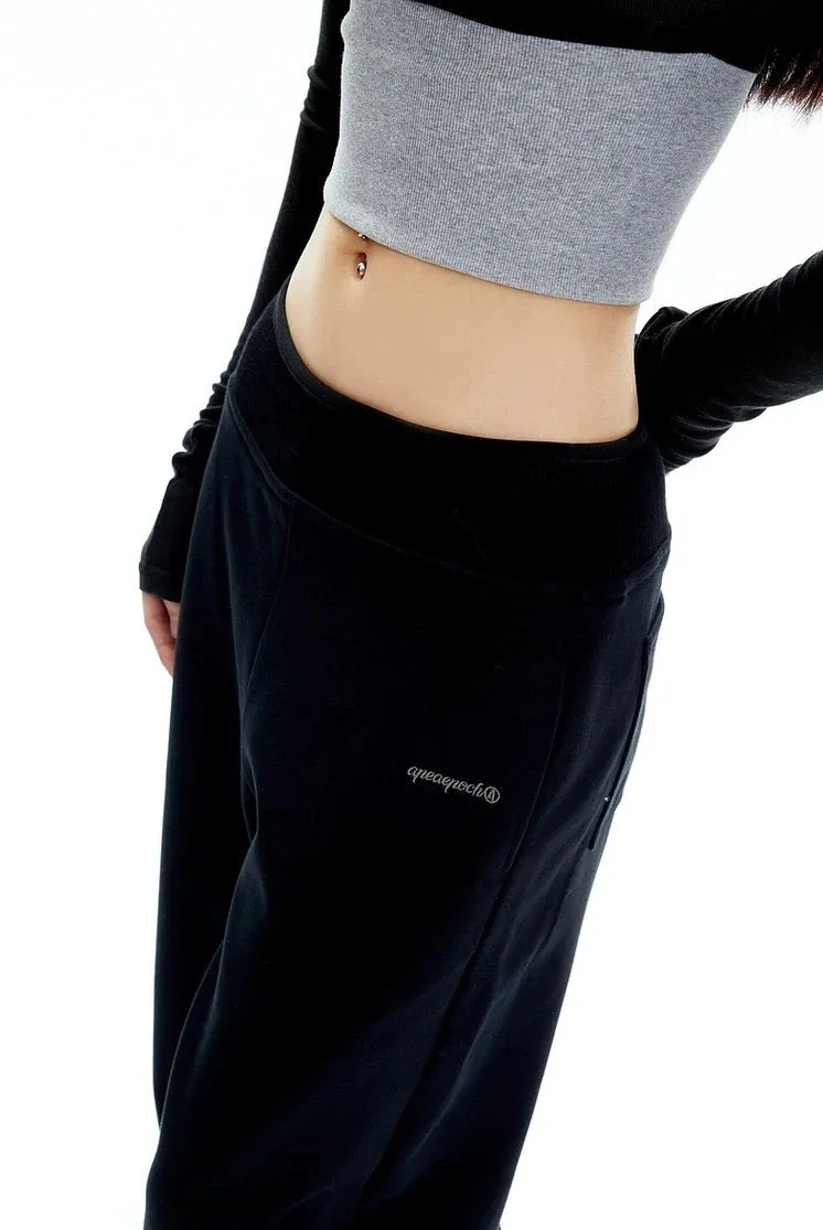 Wide-Leg Elastic High-Waistband Joggers