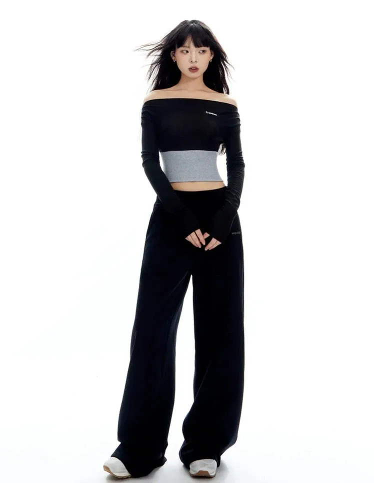 Wide-Leg Elastic High-Waistband Joggers