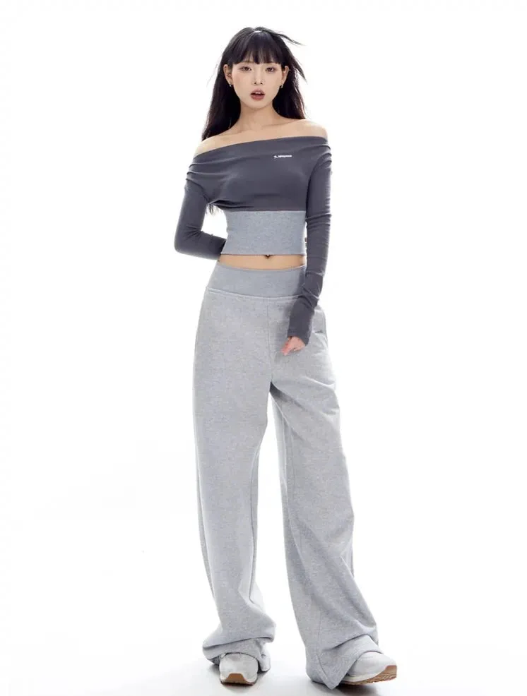 Wide-Leg Elastic High-Waistband Joggers